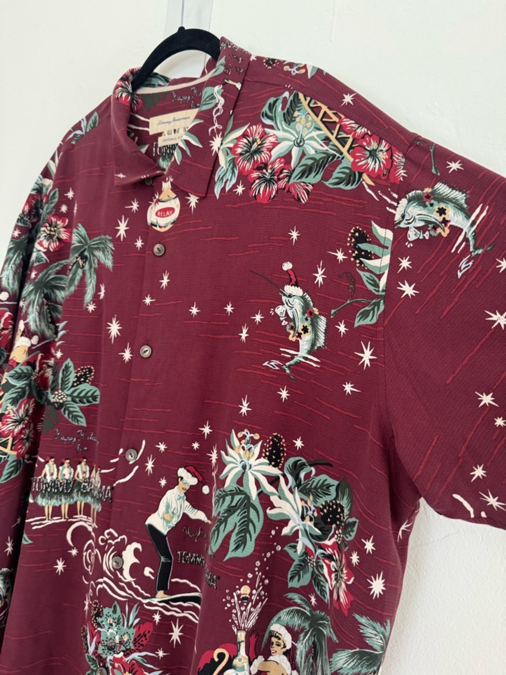 Tommy Bahama Merry Kitschmas Camp Shirt Original Fit Short Sleeve 100% Silk Xmas - Picture 6 of 12